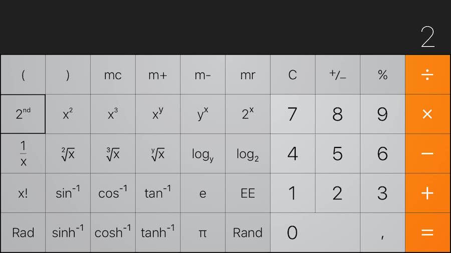 Arcotangente en la calculadora del iPhone